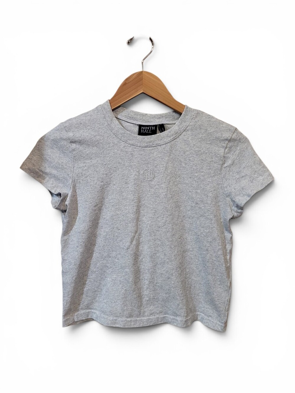 Women's Ninth Hall Heather Grey Cropped Tee Small 100% Cotton